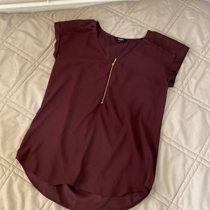 Express Rolled Sleeve Zipper Blouse